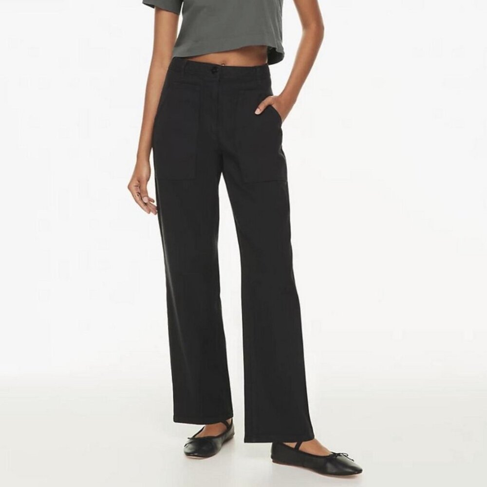 Aritzia Wilfred Free Black Modern Canvas Utility Straight Leg Pants